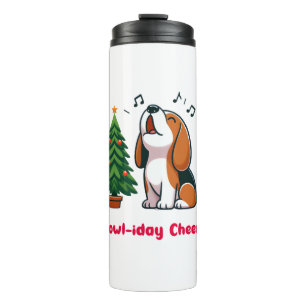 Howl-iday Cheer Beagle With A Christmas Tree Desig Thermal Tumbler