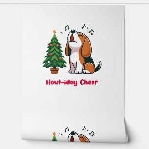 Howl-iday Cheer Beagle With A Christmas Tree Desig Wallpaper