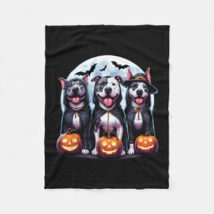 Howl-o-ween Halloween Pitbull Dog Pumpkin Ghost Te Fleece Blanket