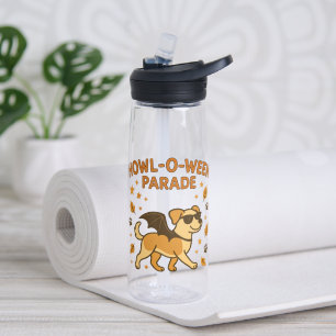 Howl-O-Ween Parade Dog Halloween Funny Bat Wings Water Bottle