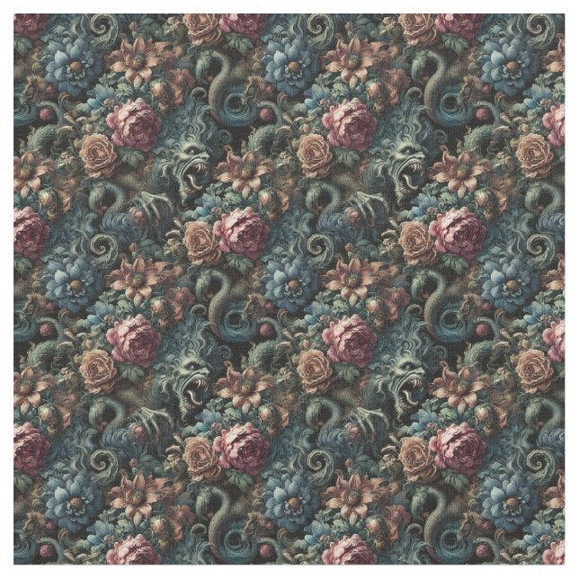 Howl of the Gilded Wild – Gothic Dense Tile Fabric (Close Up)