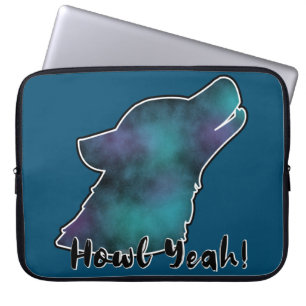Howl Yeah! Space Galaxy Wolf Silhouette Head Laptop Sleeve