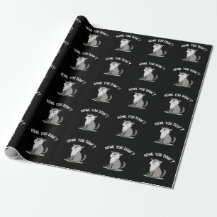 Howl You Doin Funny Baby Wolf Pun Dark BG Wrapping Paper