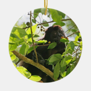 Howler Monkey Eating in the Jungle Ceramic Ornament