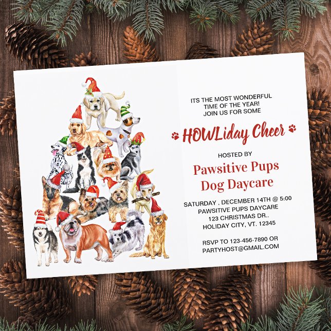 HOWLiday Cheer Dog Lover Christmas Pet Business Invitation (Creator Uploaded)