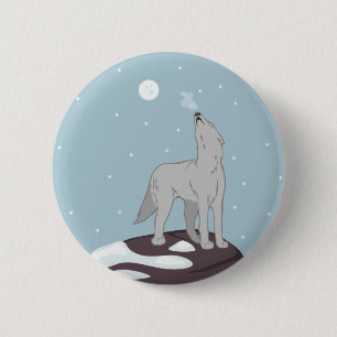 Howling Arctic Wolf 6 Cm Round Badge