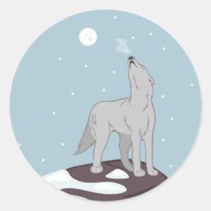 Howling Arctic Wolf Classic Round Sticker
