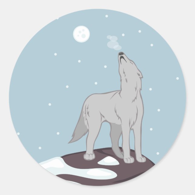 Howling Arctic Wolf Classic Round Sticker (Front)