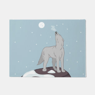 Howling Arctic Wolf Doormat