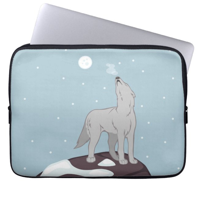 Howling Arctic Wolf Laptop Sleeve (Front)