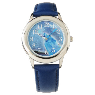 Howling Arctic  Wolf & Moon Wildlife Design Watch