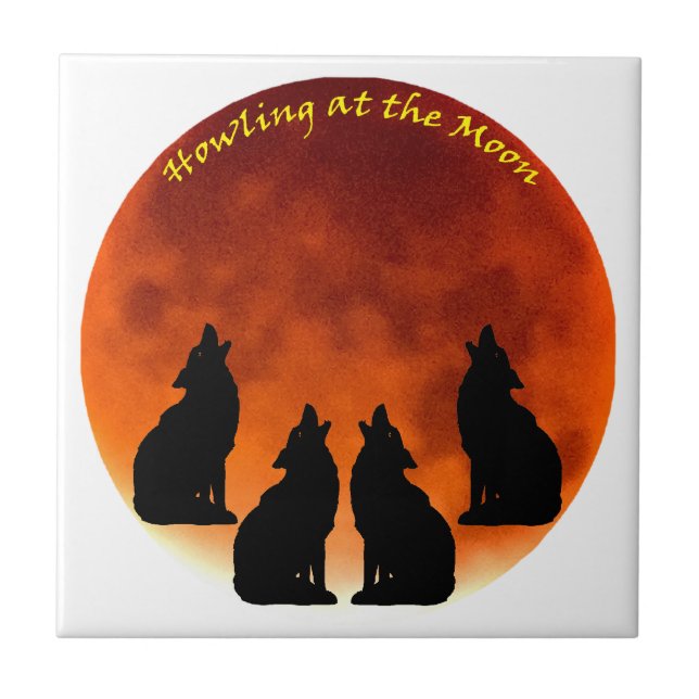 Howling at the Moon Ceramic Tile (Front)