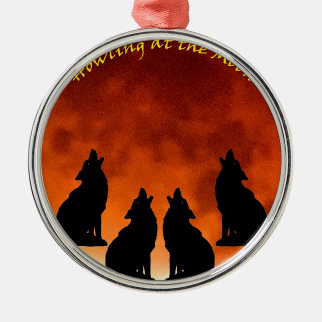 Howling at the Moon Metal Tree Decoration (Front)