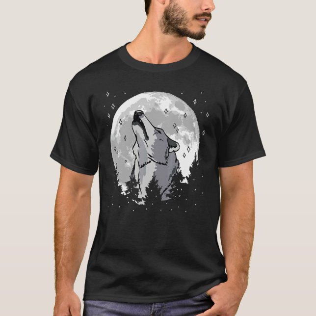 Howling At The Moon Wolves Wolf 2 T-Shirt (Front)