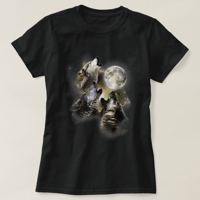 Howling At The Moon Wolves Wolf Animal T-Shirt (Design Front)