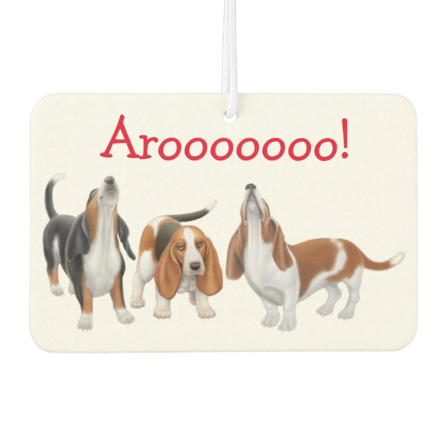 Howling Basset Hound Dogs Air Freshener (Front)