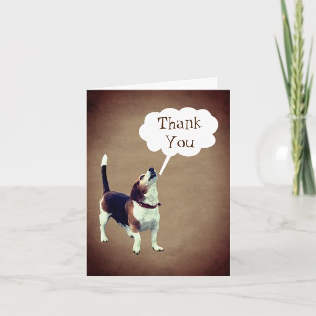 Howling Beagle Cute Customisable Thank You Card (Front)