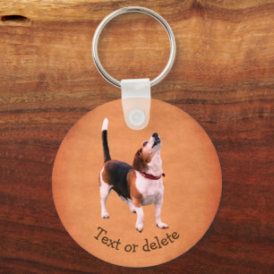Howling Beagle Dog Cute Personalized Key Ring