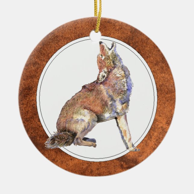 Howling Coyote, Animal, Wildlife Ornament (Front)