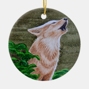 Howling Coyote Ceramic Ornament