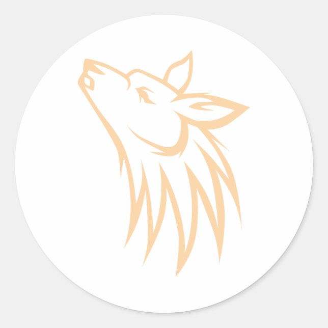 Howling Coyote Classic Round Sticker (Front)