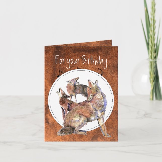 Howling Coyote - Funny Animal  Birthday Card (Front)