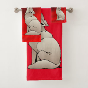 HOWLING COYOTES BENEATH A SOUTHWESTERN SUN BATH TOWEL SET