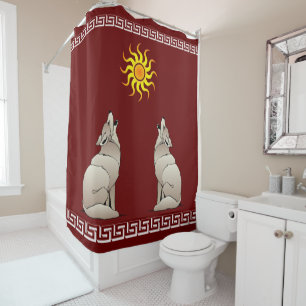 HOWLING COYOTES BENEATH A SOUTHWESTERN SUN SHOWER CURTAIN