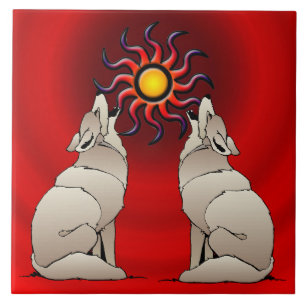 HOWLING COYOTES CERAMIC TILE