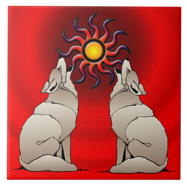 HOWLING COYOTES CERAMIC TILE (Front)