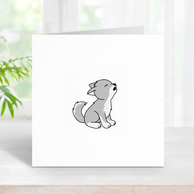 Howling Grey Wolf Pup 1x1 Rubber Stamp (Creator Uploaded)