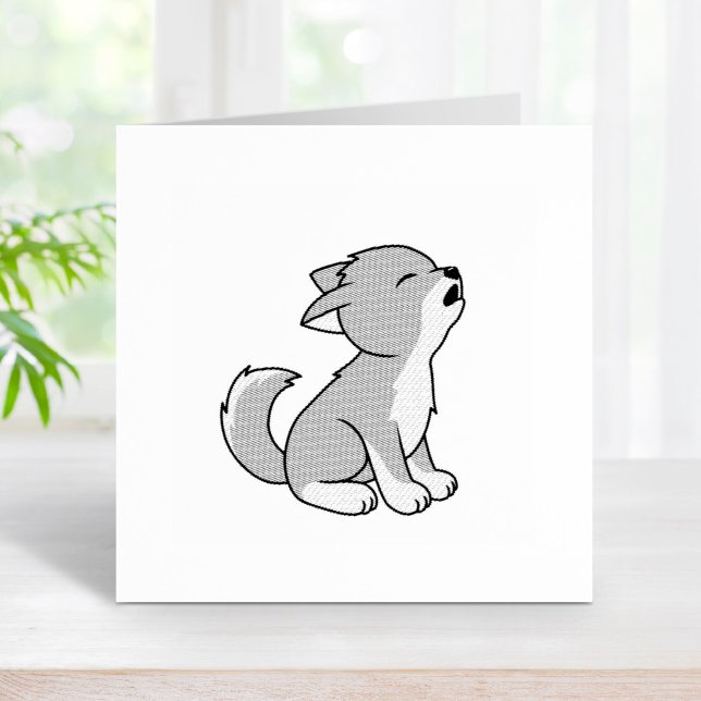 Howling Grey Wolf Pup Rubber Stamp (Creator Uploaded)