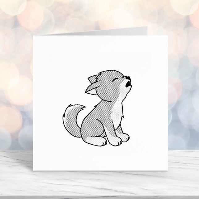 Howling Grey Wolf Pup Self-inking Stamp (Creator Uploaded)