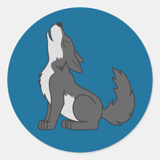 Howling Grey Wolf with Natural Markings Classic Round Sticker (Front)