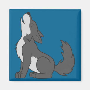 Howling Grey Wolf with Natural Markings Magnet