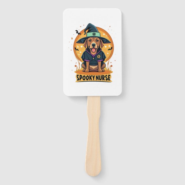 Howling Healthcare Vibes One Spooky Nurse Dog   Hand Fan (Front)