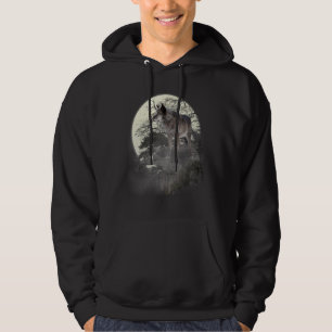Howling Predator Wildlife Animal Full Moon Light W Hoodie