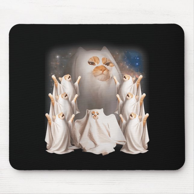 Howling Ritual Giant Ghost Cat Meme Funny Weird Mouse Pad (Front)