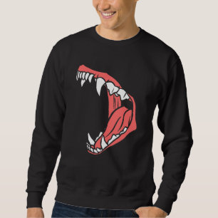Howling Snarling Wolf Canine Mouth Scary Horror Ha Sweatshirt