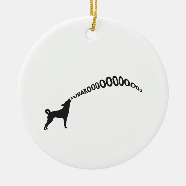 Howling Subaru Dog Ceramic Tree Decoration (Front)