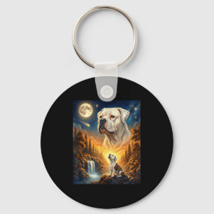 Howling to the moon meme animal dog american key ring