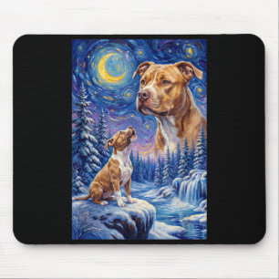 Howling to the moon meme animal dog american pit mouse pad