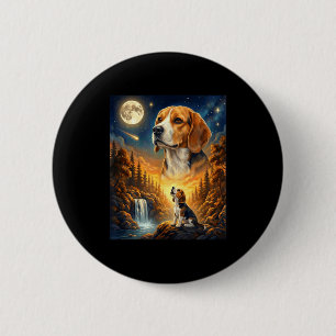 Howling to the moon meme animal dog beagle 6 cm round badge