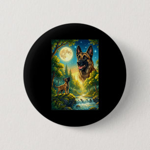Howling to the moon meme animal dog belgian 6 cm round badge