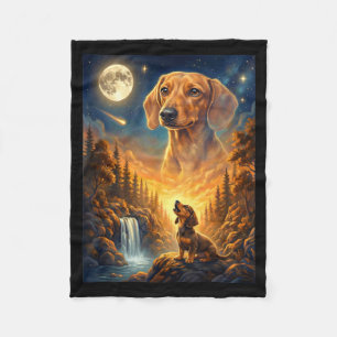 Howling to the moon meme animal dog dachshund fleece blanket