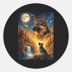 Howling to the moon meme animal dog german shepher classic round sticker