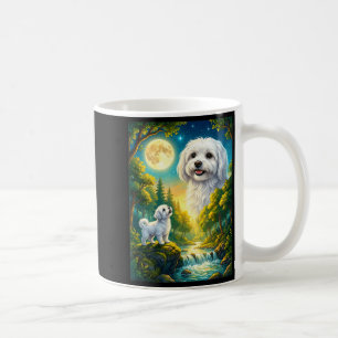 Howling to the moon meme animal dog maltese  coffee mug