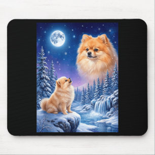 Howling to the moon meme animal dog pomeranian mouse pad