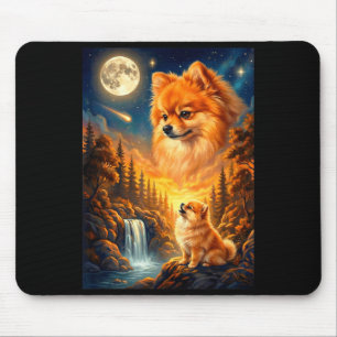 Howling to the moon meme animal dog pomeranian  mouse pad