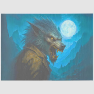 Howling Werewolf Under Full Moon Gothic Halloween Tissue Paper
